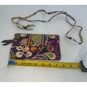 Vera Bradley Plum Crazy Crossbody Wallet with Strap Purse Bag Retired Pattern